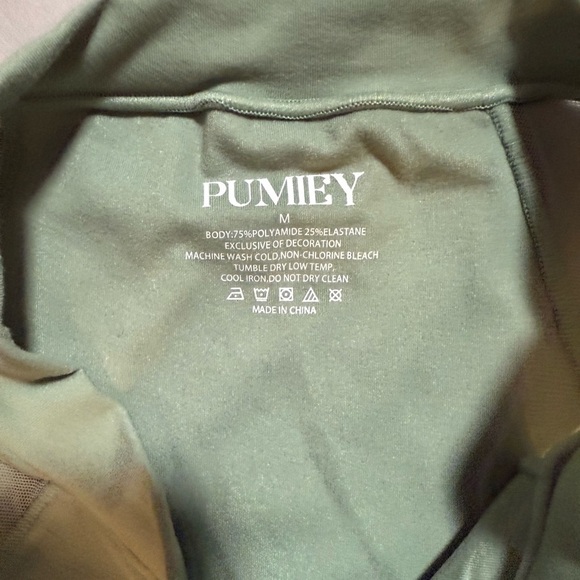 Pumiey Mesh Long Sleeve Sage Bodysuit crew neck - Picture 7 of 7